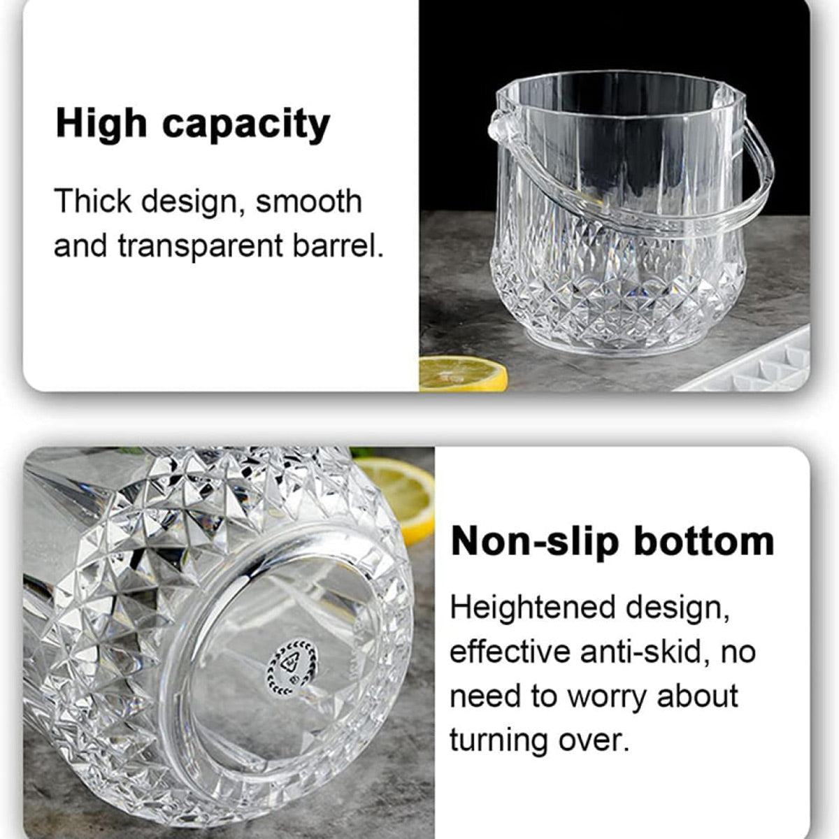Acrylic Ice Bucket Transparent Champagne Cooler Home Bar Wine Chiller Bucket - Crystal