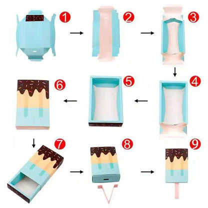 50PCS Creative Ice Cream Candy Gift Boxes Fruit Shaped Party Favor Packaging Box - Pink