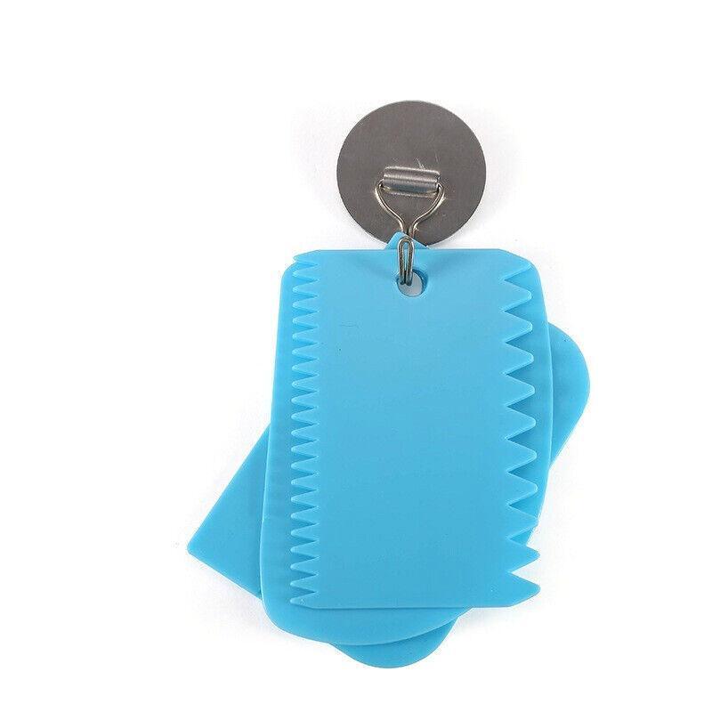 3Pcs Dough Cutter Icing Scraper Kitchen Tool Pastry Bowl Divider Bench Fondant - Blue