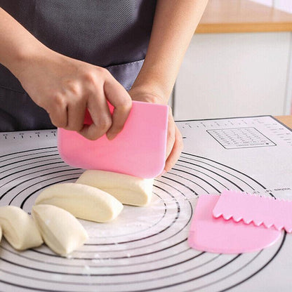 3Pcs Dough Cutter Icing Scraper Kitchen Tool Pastry Bowl Divider Bench Fondant - Yellow