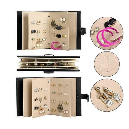Large Capacity Jewelry Storage Book for Earrings Home Organizer Small Size Box - Pink