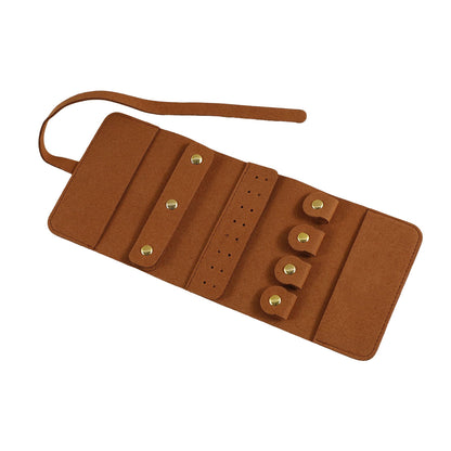 Portable Microfiber Jewelry Storage Bag Roll Organizer for Earrings Necklaces - Beige