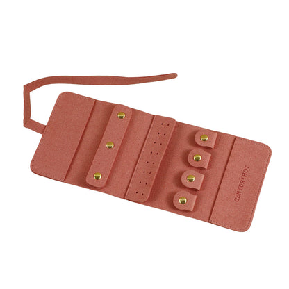 Portable Microfiber Jewelry Storage Bag Roll Organizer for Earrings Necklaces - Beige