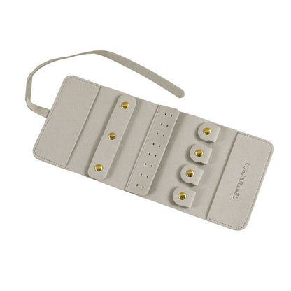 Portable Microfiber Jewelry Storage Bag Roll Organizer for Earrings Necklaces - Beige