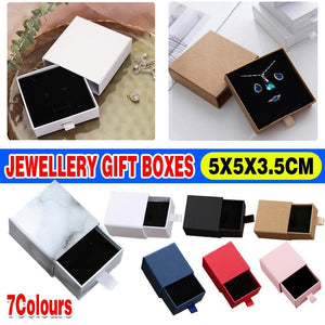 Jewellery Gift Box Necklace Ring Bracelet Bangle Earring Cardboard Box 5*5*3.5cm - Black