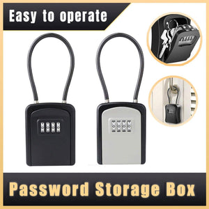 Portable Key Lock Box Hanging Combination Storage Organizer for Home Security - Black