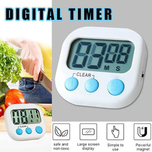 Kitchen Timer with Large LCD Display Screen and Back Mount Countdown Alarm