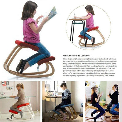 Ergonomic Kneeling Chair Rocking Office Desk Stool Upright Posture Support Seat - Dark Blue