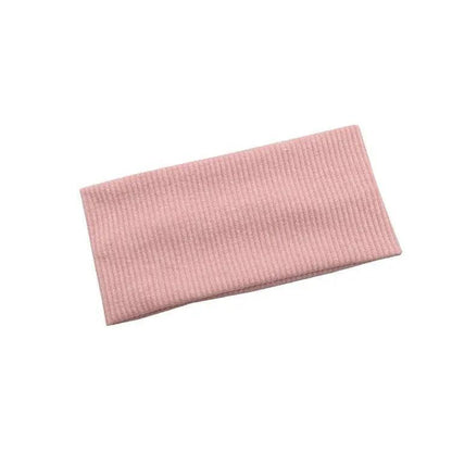 Women Headband Solid Wide Turban Knitted Cotton Hairband Girls Elastic Hair Band - Coffee