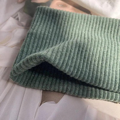 Women Headband Solid Wide Turban Knitted Cotton Hairband Girls Elastic Hair Band - Green