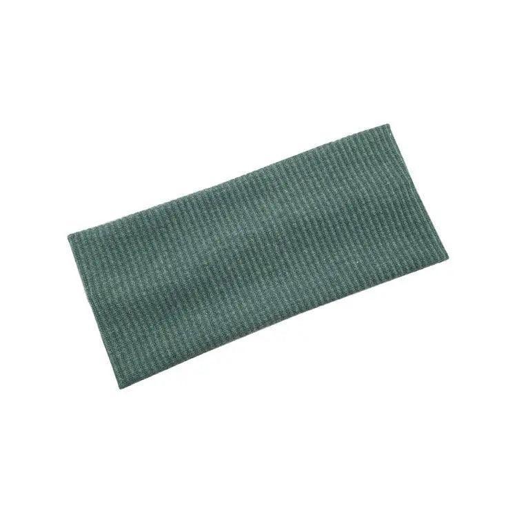 Women Headband Solid Wide Turban Knitted Cotton Hairband Girls Elastic Hair Band - Green