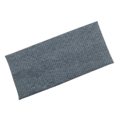 Women Headband Solid Wide Turban Knitted Cotton Hairband Girls Elastic Hair Band - Light Grey