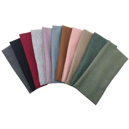 Women Headband Solid Wide Turban Knitted Cotton Hairband Girls Elastic Hair Band - Pink
