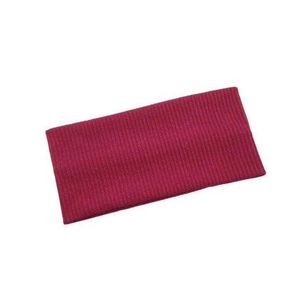 Women Headband Solid Wide Turban Knitted Cotton Hairband Girls Elastic Hair Band - Pink