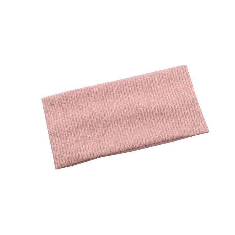 Women Headband Solid Wide Turban Knitted Cotton Hairband Girls Elastic Hair Band - Purple