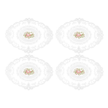 4 Pack Retro Lace Oval Placemats 31x42cm French Crochet Doilies 4 Colors Set - Sky Blue
