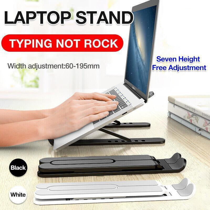 Adjustable Folding Laptop Stand for Desk Portable Tablet Holder Riser Bracket - White