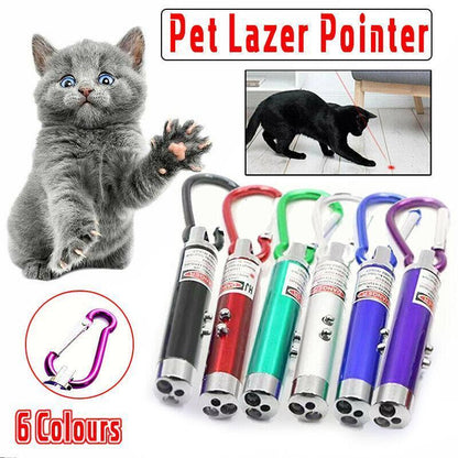 Interactive Cat Laser Pointer Toy with LED and UV Light for Pet Play Training - Blue