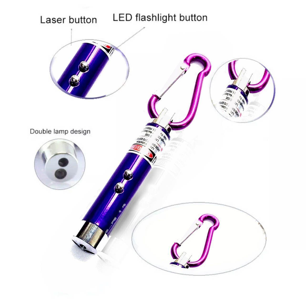 Interactive Cat Laser Pointer Toy with LED and UV Light for Pet Play Training - Silver