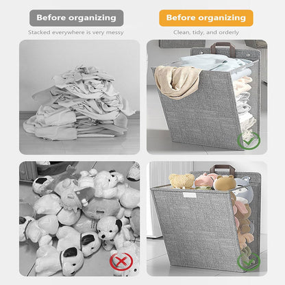 Foldable Laundry Basket Wall Mounted Clothes Storage Basket Household Organizer - Grey