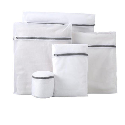 5pcs Zipper Mesh Laundry Bags Set Clothes Washing Organiser for Delicates - Grey