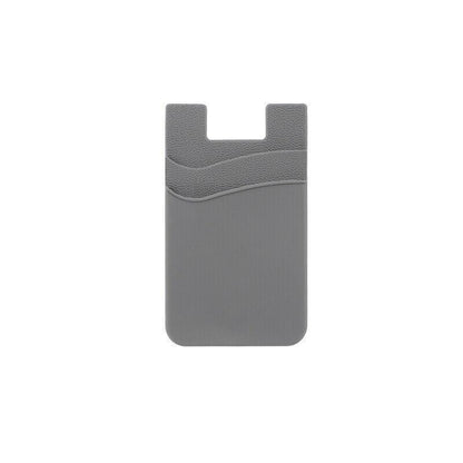 Silicone Phone Card Holder Double Layer Adhesive Wallet with 3M Backing - Black