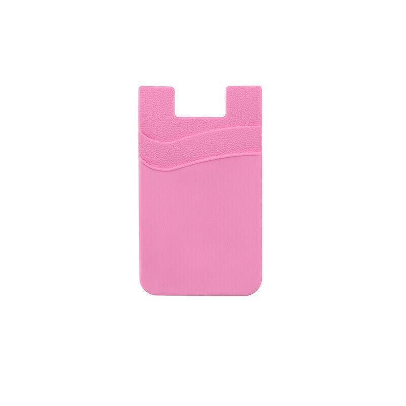 Silicone Phone Card Holder Double Layer Adhesive Wallet with 3M Backing - Orange