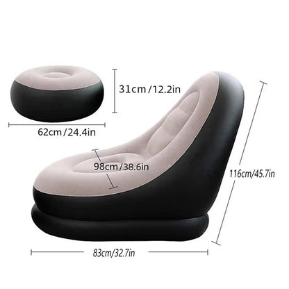 3pcs Inflatable Air Chair Seat Lazy Sofa Lounge Blow Up Ottoman Outdoor Couch