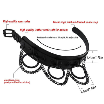PU Leather Collar Necklace Lock Chain Necklace for Women Fashion Neck Sleeve