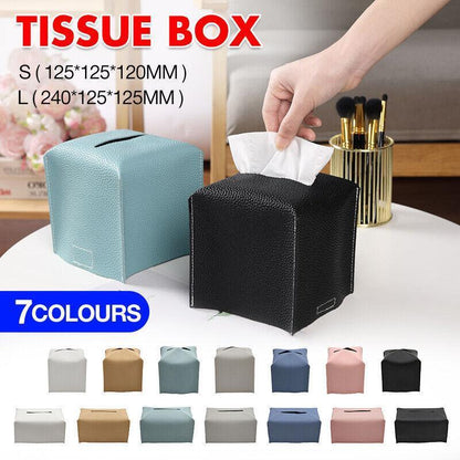 Large Size Tissue Box Dispenser Paper Holder Napkin Case Pu Leather Cover - Pink - Factory Direct Shop