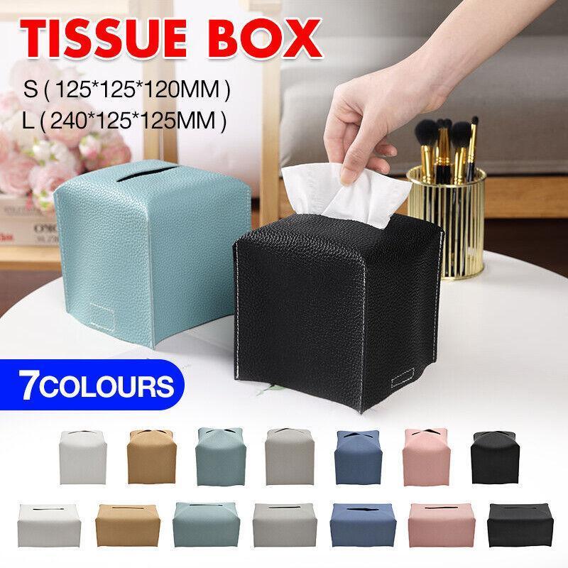 Large Size Tissue Box Dispenser Paper Holder Napkin Case Pu Leather Cover - Yellow - Factory Direct Shop