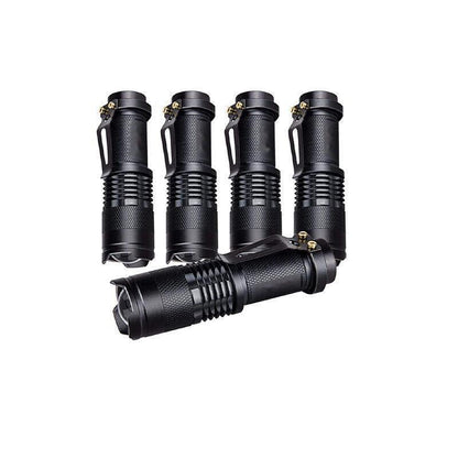 5/10x Mini Q5 LED Flashlight Torch Adjustable Focus Zoom Light Lamp 1200LM - 5PCS