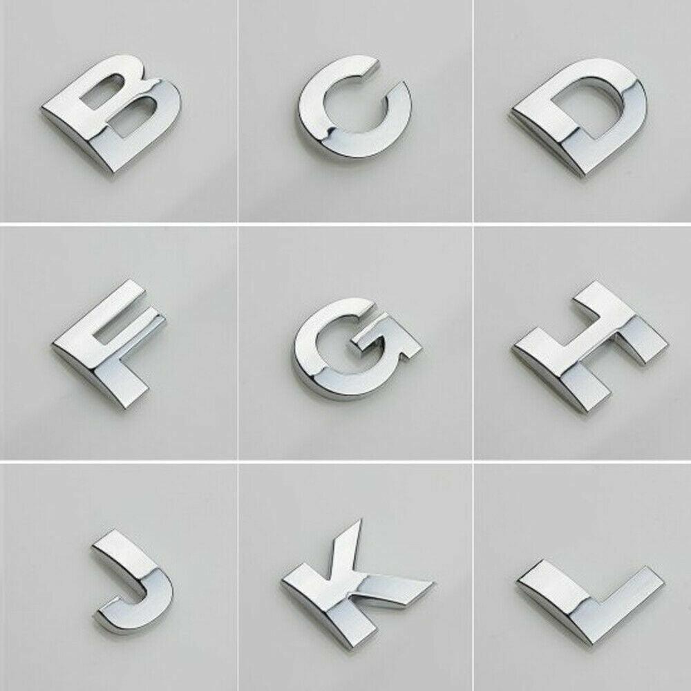 A-Z Alphabet Letters Car Sticker Self Adhesive Auto Badge Emblem 3D Chrome Good - T