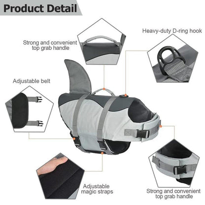 Pet Life Jacket Dog Swim Vest Outdoor Water Gear for Summer Swimming Activities - Grey M
