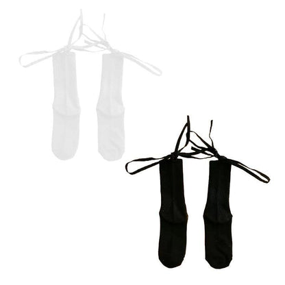 Cross-Tie Women Lolita Socks Bandage Stockings Korean Style Middle Tube Socks - White+White