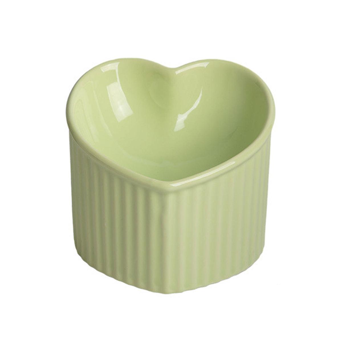 Love Shape Slanted Cat Bowl Ceramic Pet Bowl for Cats Food Water Feeding Dish - Black