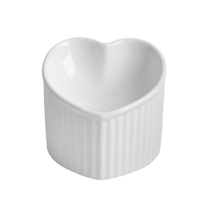 Love Shape Slanted Cat Bowl Ceramic Pet Bowl for Cats Food Water Feeding Dish - Black