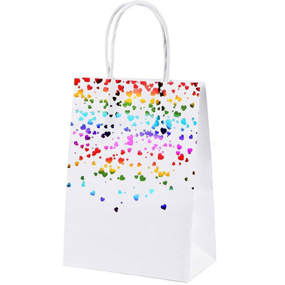 30PCS Kraft Paper Gift Bags Small Love Candy Bags Gold Foil Wedding Party Favors - White-Gold Foil