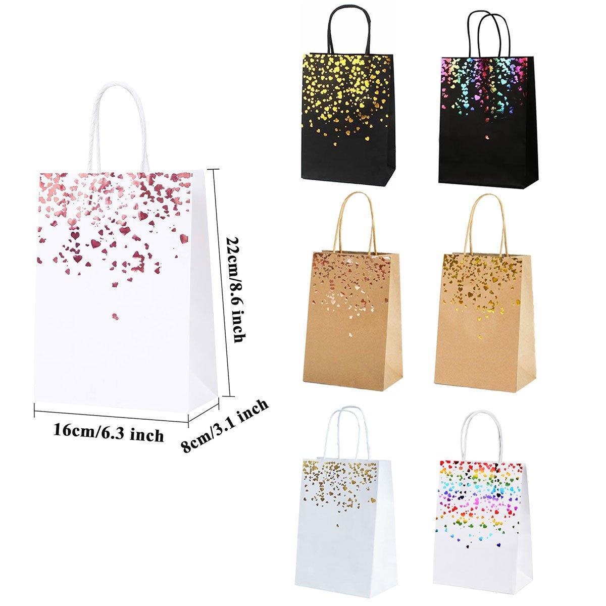 30PCS Kraft Paper Gift Bags Small Love Candy Bags Gold Foil Wedding Party Favors - Black-Gold Foil