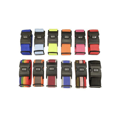 Luggage Strap Code Password Travel Suitcase Secure Lock Safe Nylon Packing Belt - Green+Pink+Red+Black