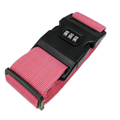Luggage Strap Code Password Travel Suitcase Secure Lock Safe Nylon Packing Belt - Green+Pink+Red+Black