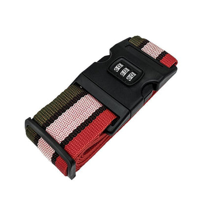 Luggage Strap Code Password Travel Suitcase Secure Lock Safe Nylon Packing Belt - Red+Grey