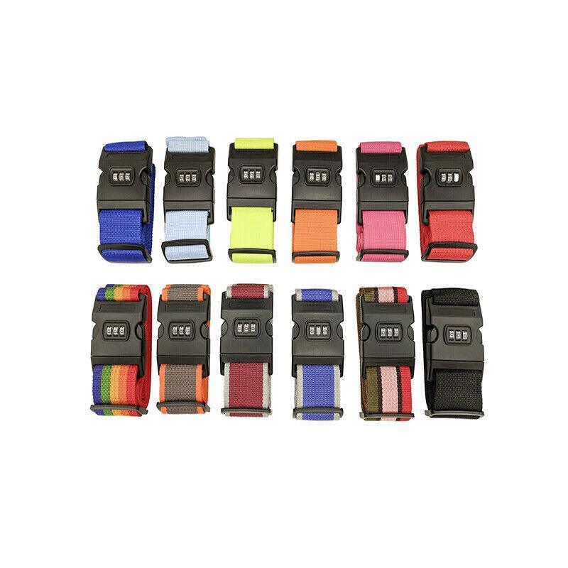 Luggage Strap Code Password Travel Suitcase Secure Lock Safe Nylon Packing Belt - Grey+Orange