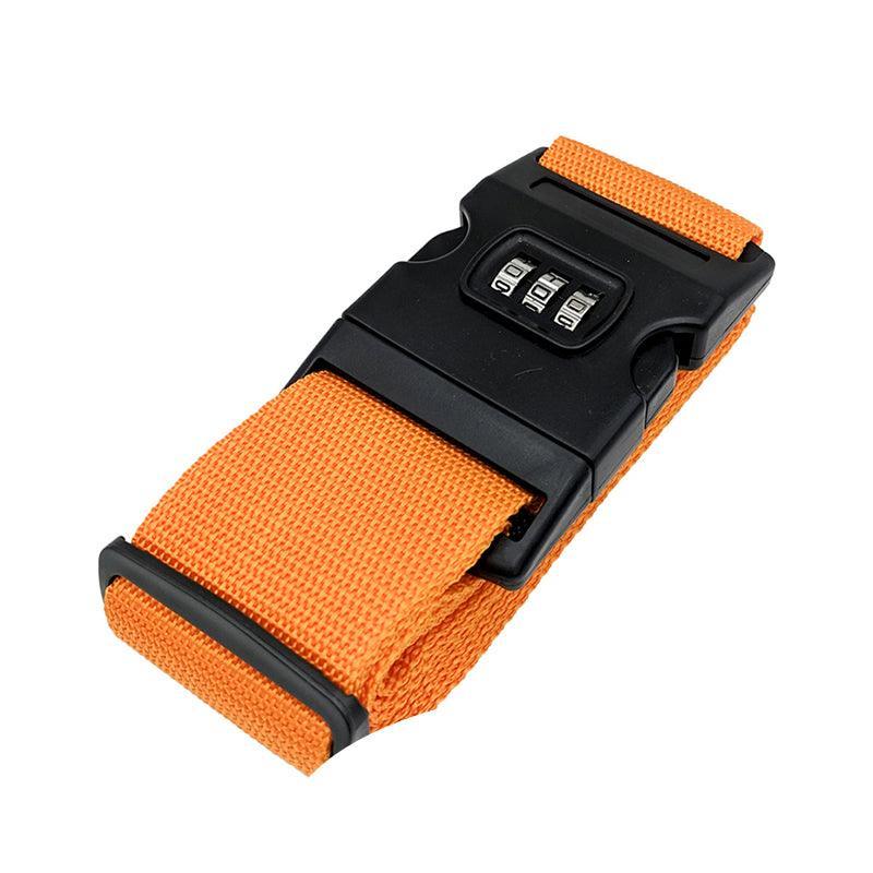 Luggage Strap Code Password Travel Suitcase Secure Lock Safe Nylon Packing Belt - Grey+Orange