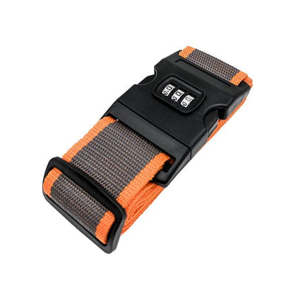 Luggage Strap Code Password Travel Suitcase Secure Lock Safe Nylon Packing Belt - Grey+Orange