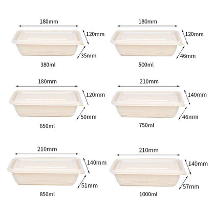 50pcs Eco Friendly Corn Starch Lunch Box Degradable Takeout Bento Container - 750ml