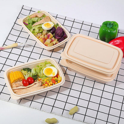 50pcs Eco Friendly Corn Starch Lunch Box Degradable Takeout Bento Container - 750ml