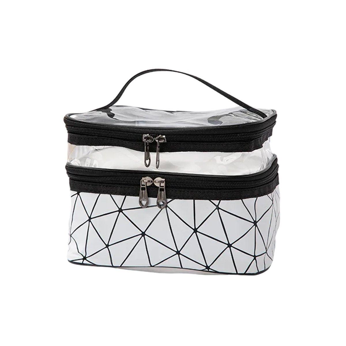 Portable Double-Layer Large Capacity Waterproof Cosmetic Bag Travel Toiletry Bag - Black