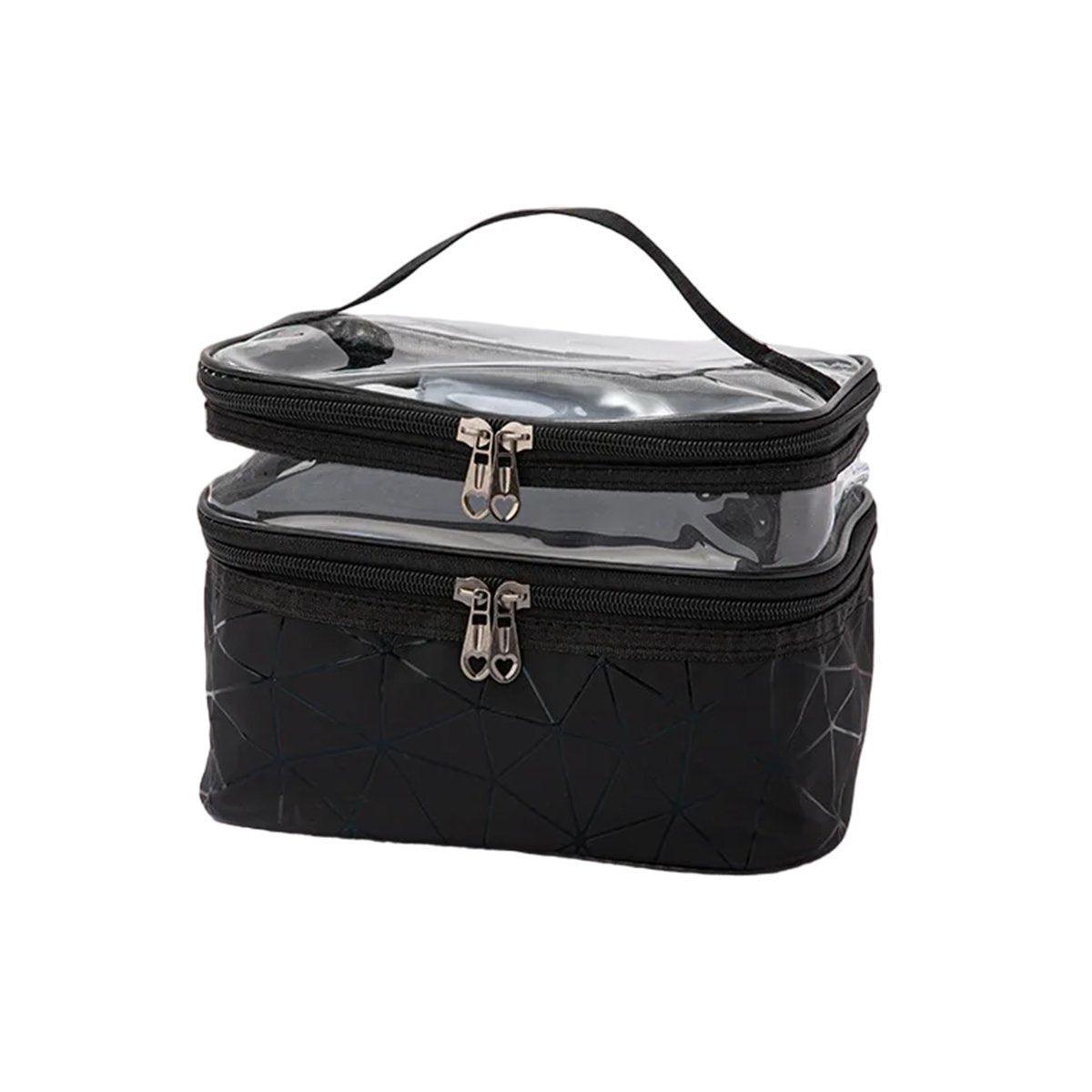 Portable Double-Layer Large Capacity Waterproof Cosmetic Bag Travel Toiletry Bag - Blue
