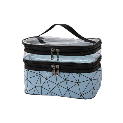 Portable Double-Layer Large Capacity Waterproof Cosmetic Bag Travel Toiletry Bag - Dark Pink
